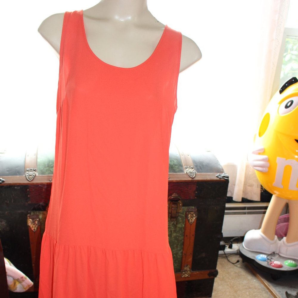 NWT Elizabeth & James Boho Ruffled Orange Maxi Dress Sleeveless Sz M